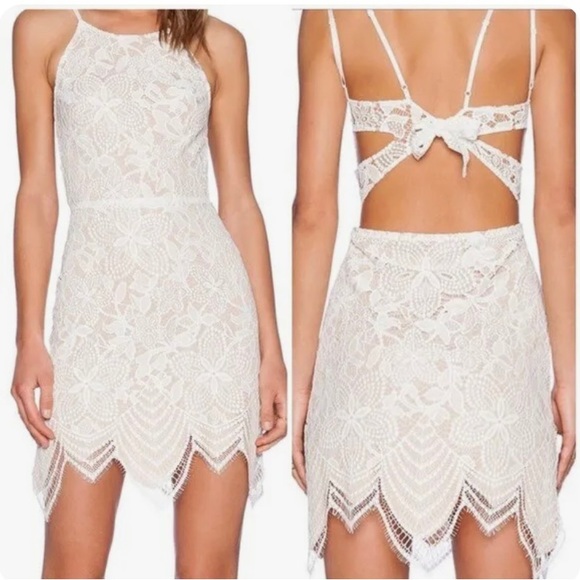 For Love and Lemons Guava Mini White Lace Tie Back Dress Women's Size Medium - Picture 1 of 10